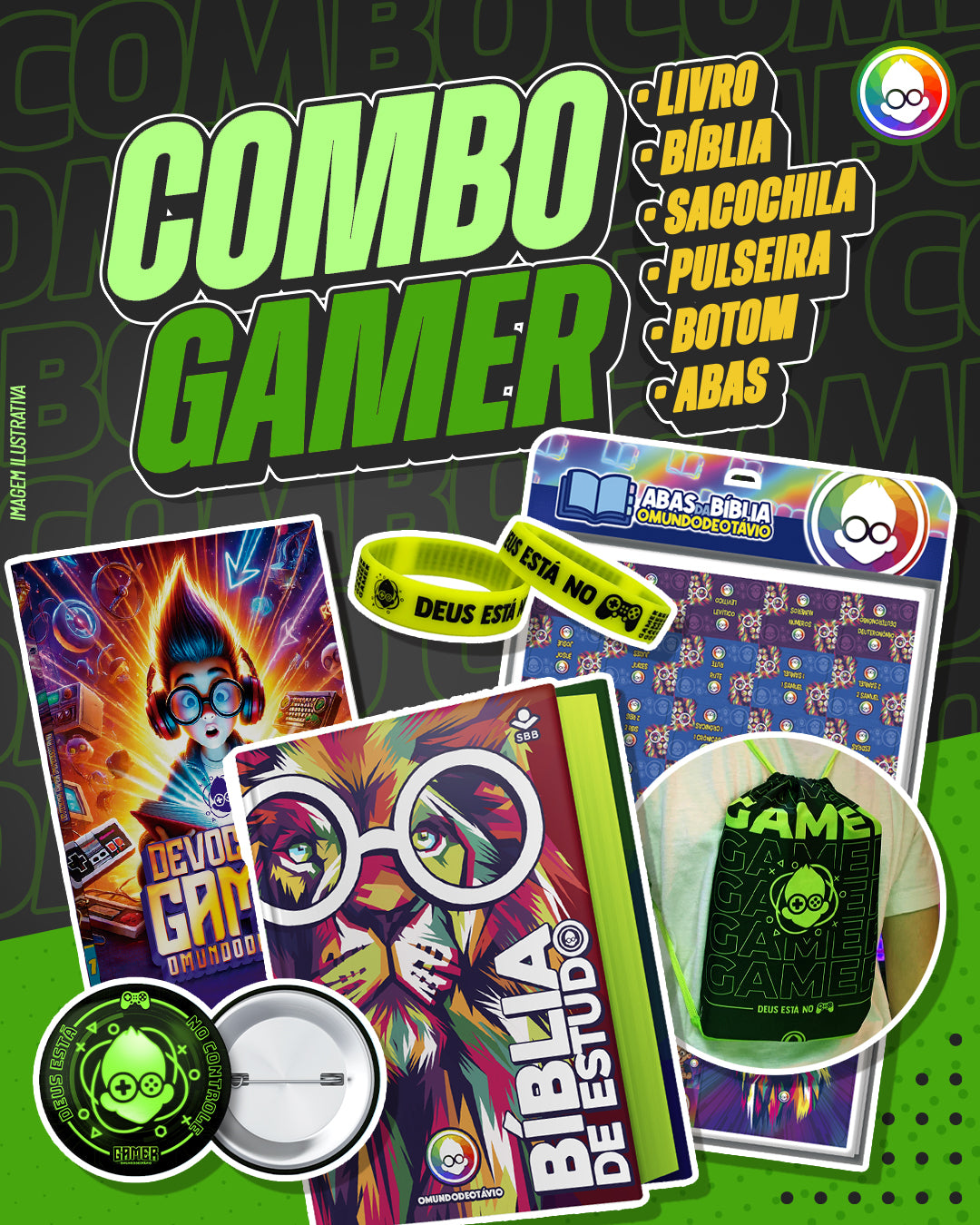 GAMER COMBO - GAMER BRACELET + STUDY BIBLE + BAG + GAMER DEVOTIONAL + BOTTOM + TABS