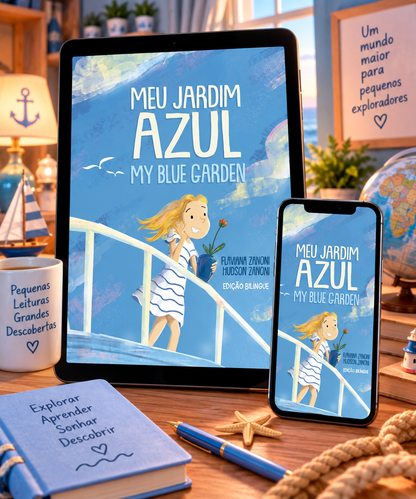 MEU JARDIM AZUL | MY BLUE GARDEN | E-book Infantil Bilíngue